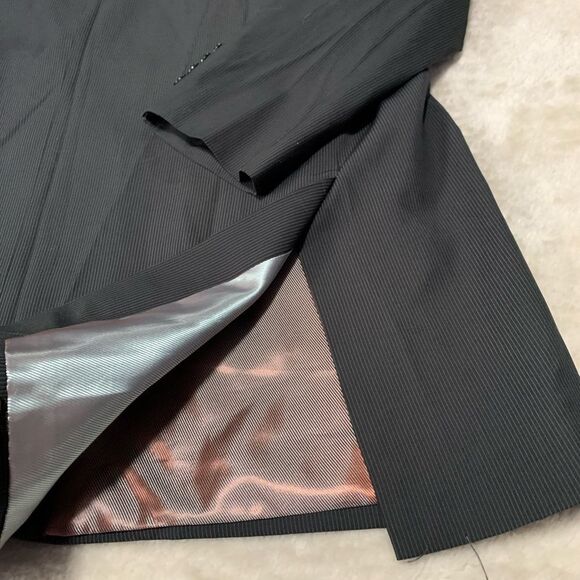 New Fubu Collection Mens Black White Striped Button Blazer Jacket Size 50L - Picture 9 of 10